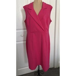 Donna Morgan Sleeveless V-Neck Wrap Crepe Sheath Dress Magenta Size 16